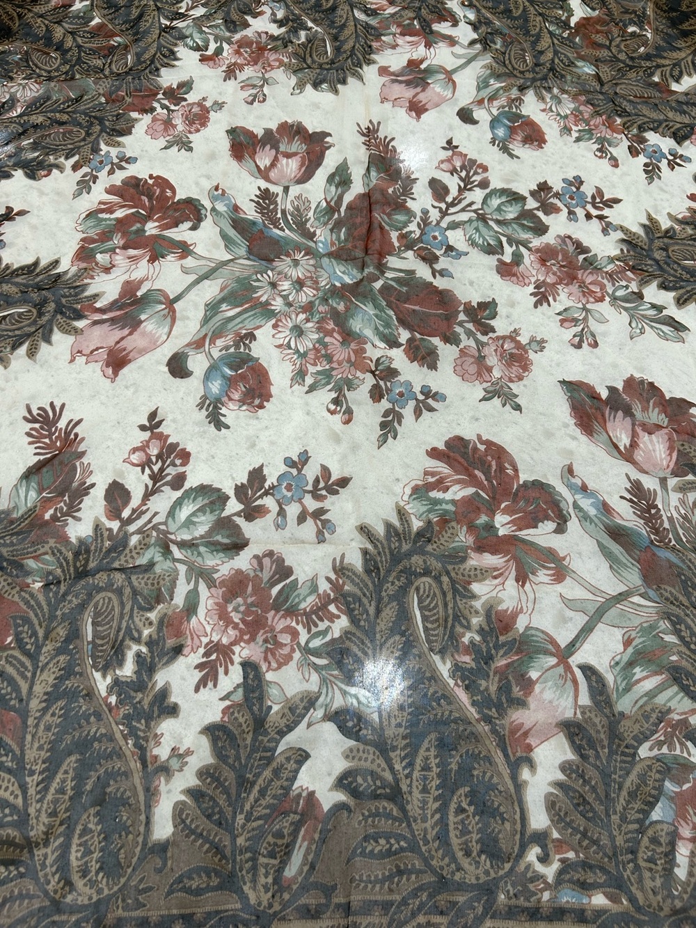 Lauren Ralph Lauren Floral Paisley silk scarf 36x34 soft mauves blues green nwt